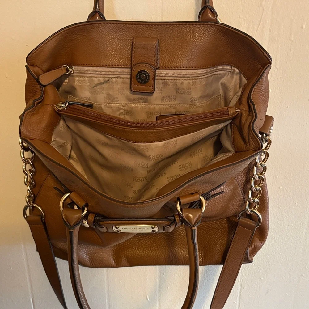 Michael Kors Hamilton Tan Leather Satchel - Picture 5 of 12